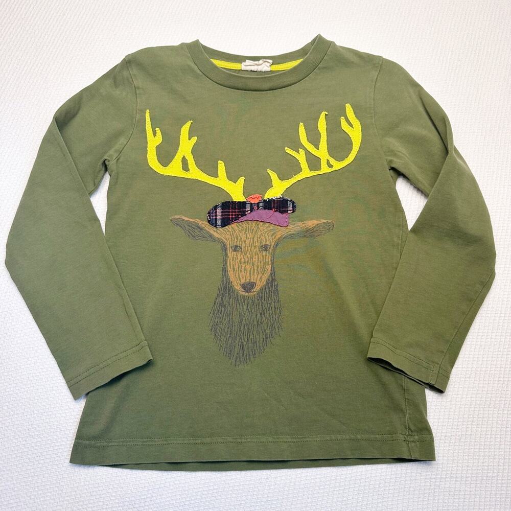 Mini Boden Reindeer Appliqué Top size 5-6
